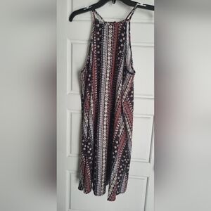 SHEIN Black and Pink Floral Long Sleeve Dress